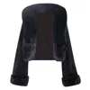 Miss Circle New York Women's Kali Black Cropped Vegan Fur Jacket With Hood In Black