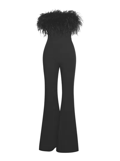 Miss Circle New York Women's Kylan Black Feather Jumpsuit