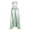 Miss Circle New York Women's Lael Mint Green Back Button Trailing Gown In Green