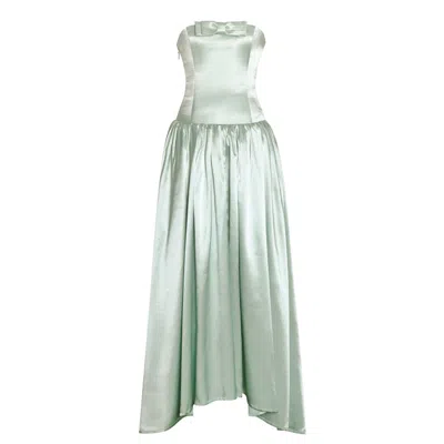 Miss Circle New York Women's Lael Mint Green Back Button Trailing Gown