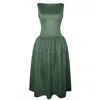Miss Circle New York Women's Laila Green Suede Boat Neck Backless Midi Dress