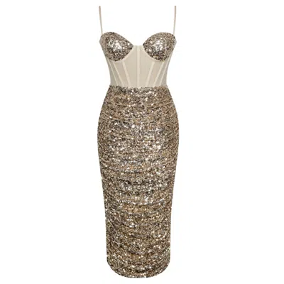 Miss Circle New York Women's Layla Gold Sequin Corset Dress