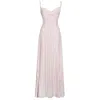 Miss Circle New York Women's Mallory Baby Pink Stripe Jacquard High Slit Gown