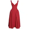 Miss Circle New York Women's Nahla Red Drop Waist Midi Dress With Buttons In Red