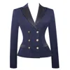Miss Circle New York Women's Nasia Navy Blue Double Breast Backless Blazer