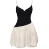 Miss Circle New York Women's Neutrals / Black Blair Crystal Trim Drop Waist Mini Dress