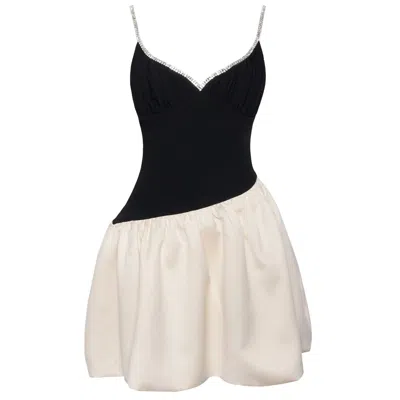 Miss Circle New York Women's Neutrals / Black Blair Crystal Trim Drop Waist Mini Dress