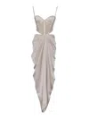 Miss Circle New York Women's Neutrals Cadence Champagne Satin Crystal Embellished Corset Dress