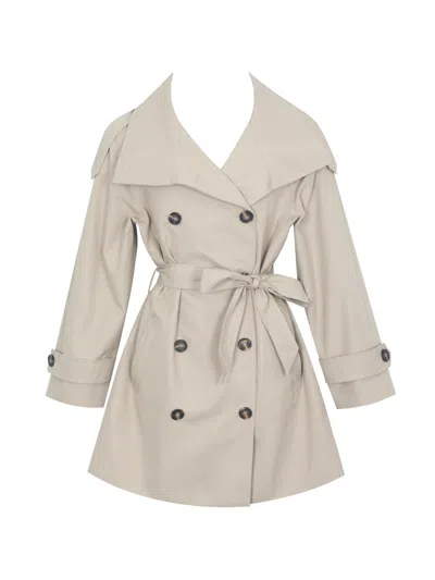 Miss Circle New York Women's Neutrals Vanetta Tan High Collar Double-breasted Trench Mini Coat In Brown