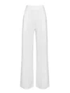 Miss Circle New York Women's Never Enough White Stretch Crepe Wide Leg Trousers