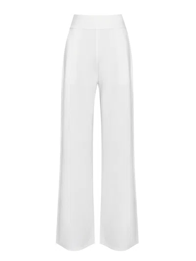 Miss Circle New York Women's Never Enough White Stretch Crepe Wide Leg Trousers
