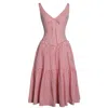 Miss Circle New York Women's Oceana Red Candy Stripe Drop Waist Midi Dress