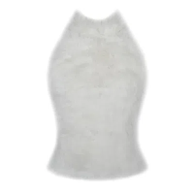 Miss Circle New York Women's Oona White Backless Contoured Fur Halter Top