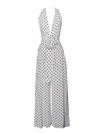 Miss Circle New York Women's Oriana White Polka Dots Halter Jumpsuit