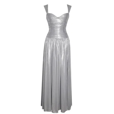 Miss Circle New York Women's Palmer Silver Glitter Drop Waist Maxi Dress In Gray