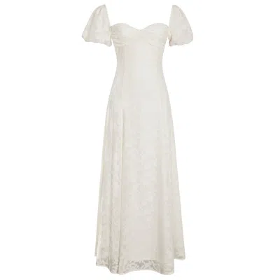 Miss Circle New York Women's Pandora White Bubble Sleeve Backless Maxi Dress