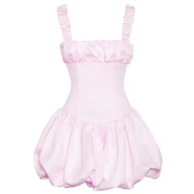 Miss Circle New York Women's Pink / Purple Aubrey Pink Satin Bubble Hem Mini Dress In Pink/purple