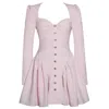 Miss Circle New York Women's Pink / Purple Tae Pink Tweed Long Sleeve Drop Waist Mini Dress