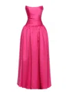 Miss Circle New York Women's Pink / Purple Walterina Fuchsia Satin Strapless Drop Waist Corset Gown