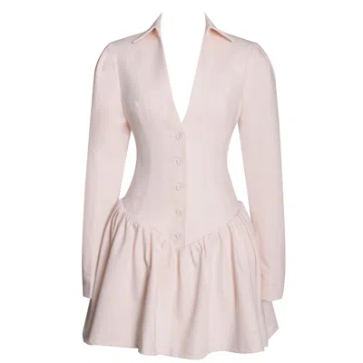 Miss Circle New York Women's Pink / Purple Xabrina Macaron Pink Long Sleeve Shirt Mini Dress