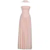 Miss Circle New York Women's Qianna Baby Pink Peplum Top Drop Waist Chiffon Gown