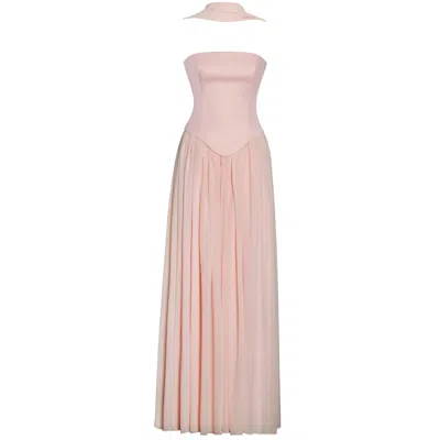 Miss Circle New York Women's Qianna Baby Pink Peplum Top Drop Waist Chiffon Gown