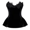 Miss Circle New York Women's Qiara Black Velvet Peplum Top With Lace Trim In Black
