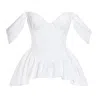 Miss Circle New York Women's Qistina White Off-shoulder Bubble Hem Peplum Cotton Top