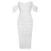 Miss Circle New York Women's Quenby White Off Shoulder Mesh Maxi Dress