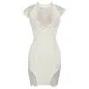Miss Circle New York Women's Quinella White Lace Crepe Backless Mini Dress