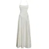 Miss Circle New York Women's Raegan Pearl White Jacquard Rouched Maxi Dress