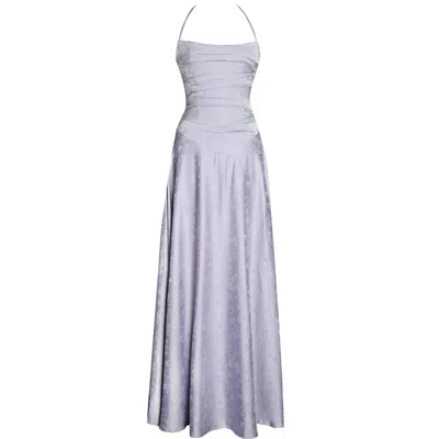 Miss Circle New York Women's Pink / Purple Raegan Taro Purple Jacquard Rouched Maxi Dress