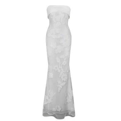 Miss Circle New York Women's Raphaela White Floral Strapless Mermaid Wedding Dress