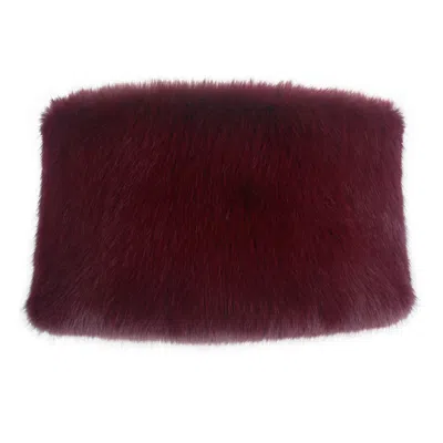 Miss Circle New York Women's Red Darla Burgundy Faux Fur Off-shoulder Cropped Top