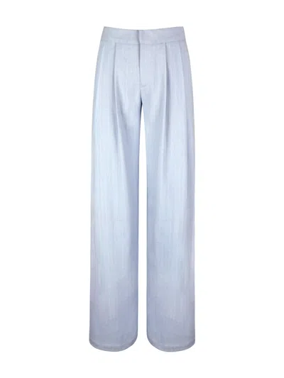 Miss Circle New York Women's Reva Sky Blue Pinstripe Single Pleat Pants