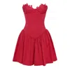 Miss Circle New York Women's Sacha Red Lace Drop Waist Corset Puffy Mini Dress In Red