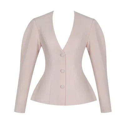 Miss Circle New York Women's Savannah Tulip Pink Peplum Blazer