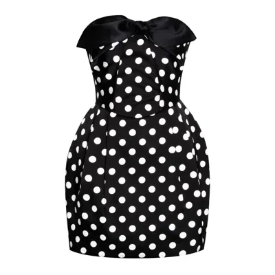 Miss Circle New York Women's Tahira Black Polka Strapless Mini Dress With Bow