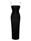 Miss Circle New York Women's The Glint Black Ruched Chiffon Long Maxi Dress