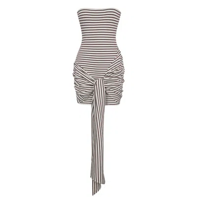 Miss Circle New York Women's Tommie Ivory & Burgundy Lyocell Jersey Tie Strap Mini Dress In Multi