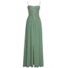 Miss Circle New York Women's Ucille Sage Green Embroidered Chiffon Maxi Dress