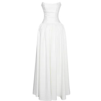 Miss Circle New York Women's Umay White Drop Waist Satin Corset Bridal Gown