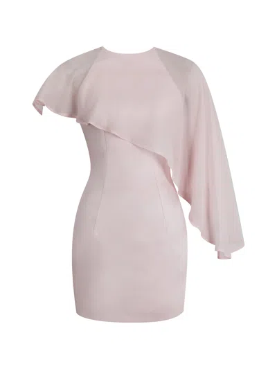 Miss Circle New York Women's Umeko Tulip Pink Asymmetrical Cape Mini Dress