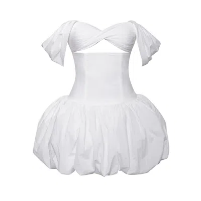 Miss Circle New York Women's Umika White Bubble Hem Mini Dress