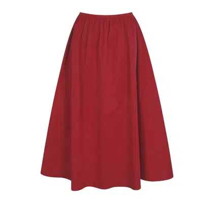 Miss Circle New York Women's Ursel Crimson Gathered A-line Midi Skirt In Red