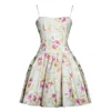 Miss Circle New York Women's Valda Yellow & Pink Print Linen Mini Dress With Pockets In Pink/yellow