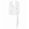 Miss Circle New York Women's Vandra White Draping Blazer Jacket