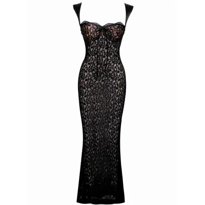 Miss Circle New York Women's Veronica Black Lace Maxi Dress