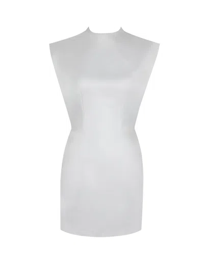 Miss Circle New York Women's Vienna White Satin Mock Neck Mini Dress