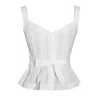 Miss Circle New York Women's White Aliya Cotton Poplin Button Up Sleeveless Top